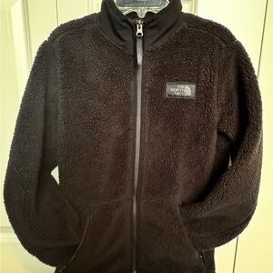 The North Face Black Fleece zip Jacket, boys size L 14-16. Excellent condition